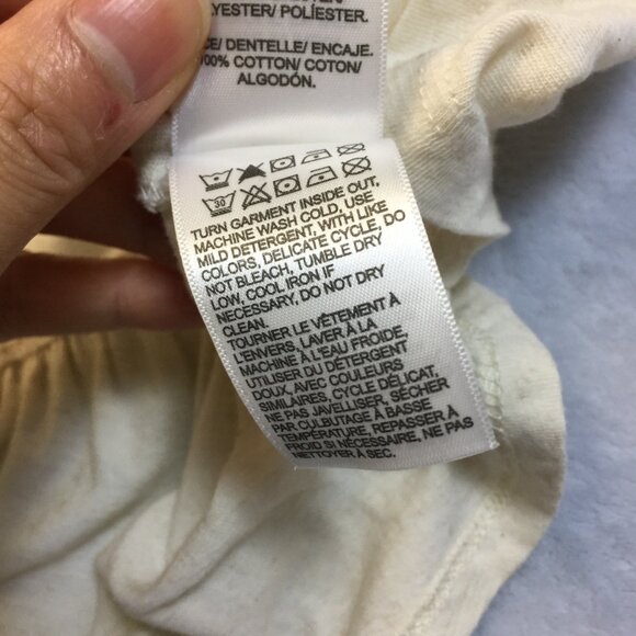 Lucky Brand Blouse Top Sz L Womans Ivory Cream Linen Knit Embroidered Lace Boho - Picture 12 of 16